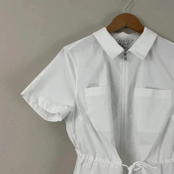 Athleta Advantage Cinch Zip Front Top in White Size Medium - Picture 6 of 6